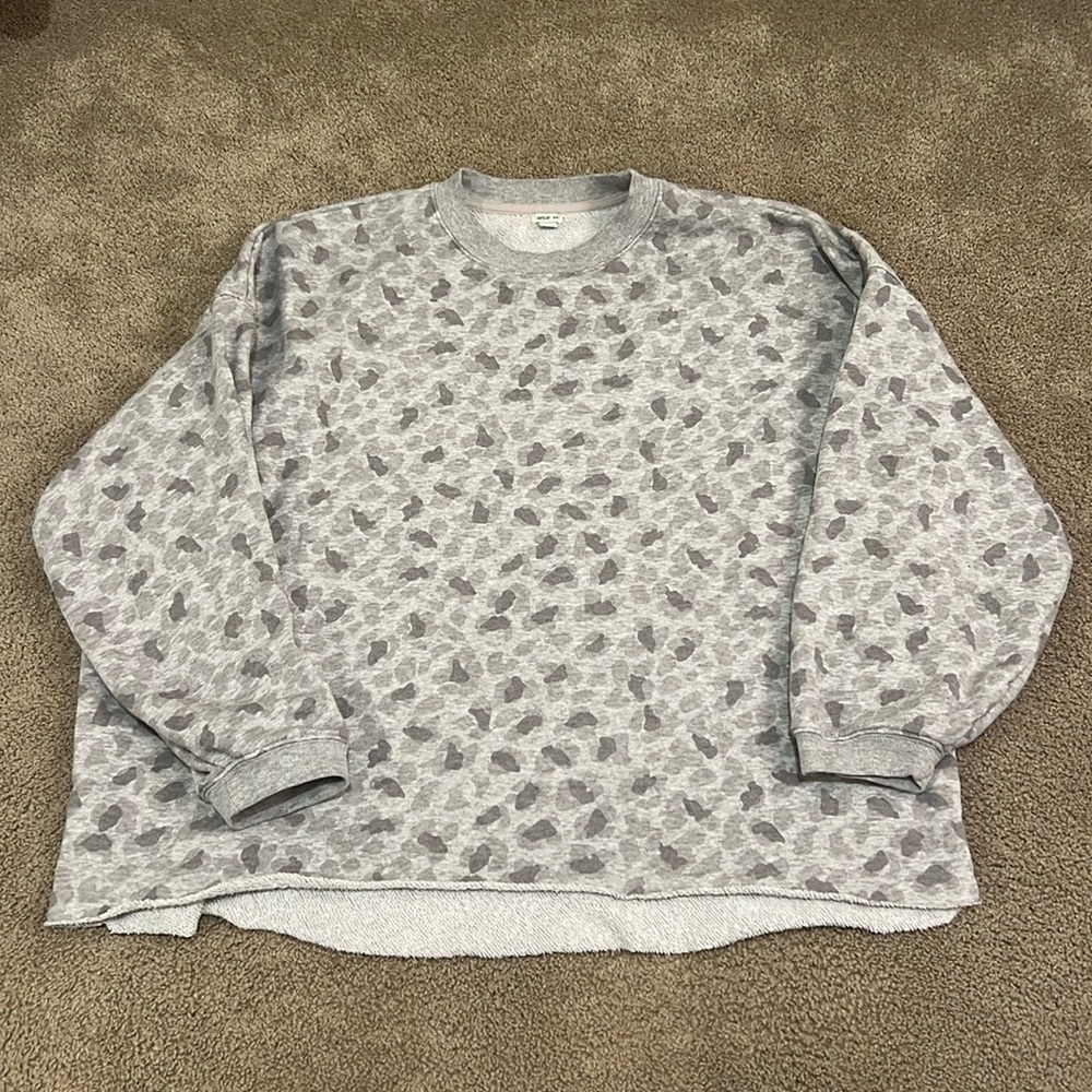 Aerie Cheetah Raw Edge Sweatshirt